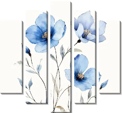 Модульная картина Голубые цветы №48