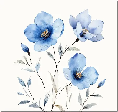 Картина маслом Голубые цветы №48