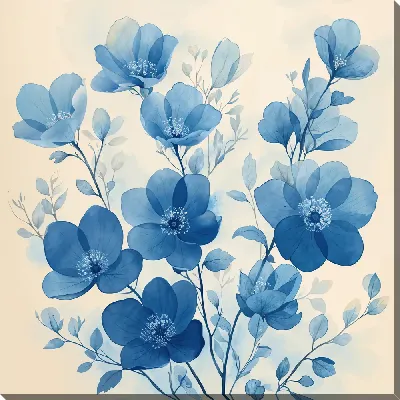 Картина маслом Синие цветы №49