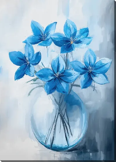 Картина маслом Синие цветы №54