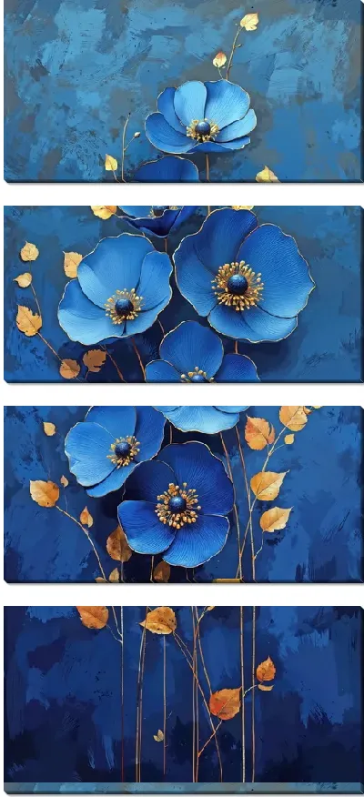 Модульная картина Синие цветы №55