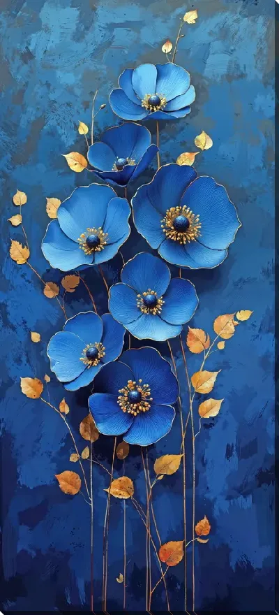 Картина маслом Синие цветы №55