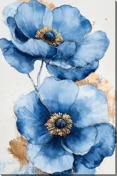 Картина маслом Синие цветы №58