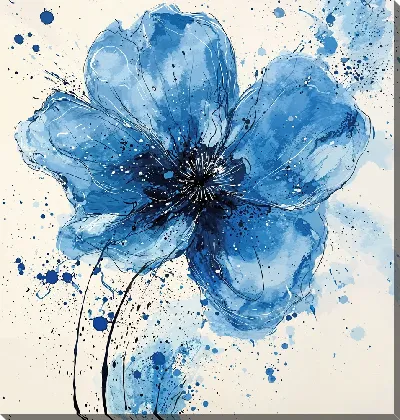 Картина маслом Синий цветок №59