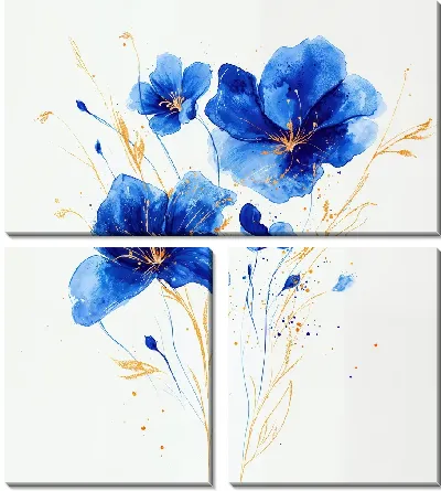 Модульная картина Синие цветы №63