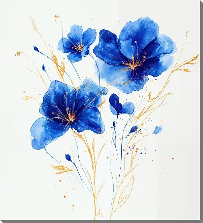 Картина маслом Синие цветы №63