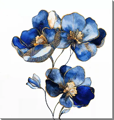 Картина маслом Синие цветы №64