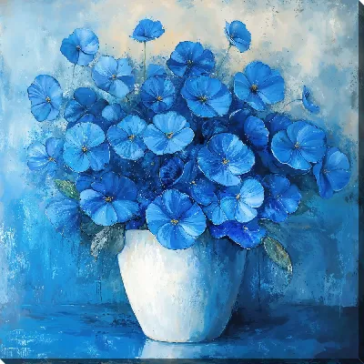 Картина маслом Синий цветок №71