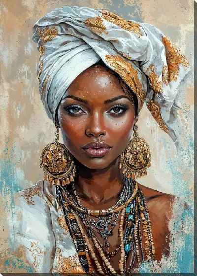 Картина маслом Стильная африканка №40