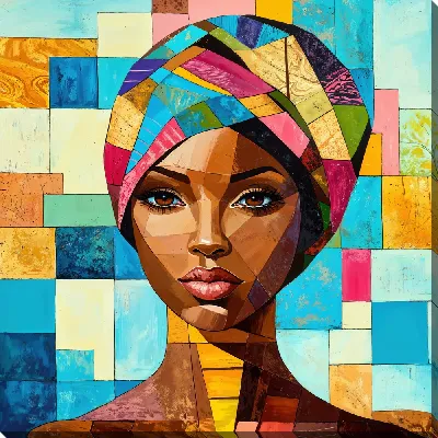 Картина маслом Стильная африканка №48