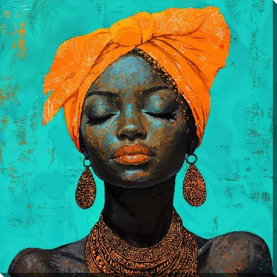Картина маслом Стильная африканка №50