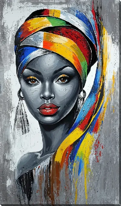 Картина маслом Стильная африканка №57