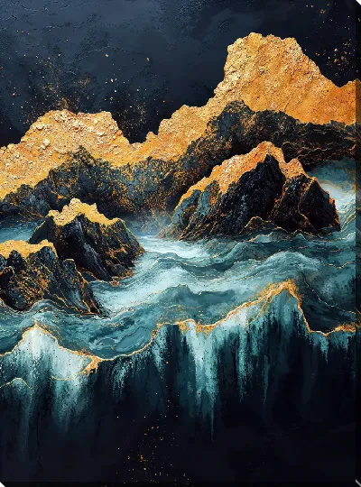 Картина маслом Золотые горы №9