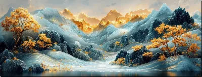 Картина маслом Золотые горы №10