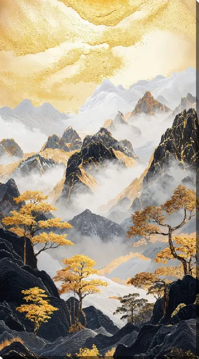 Картина маслом Золотые горы №15