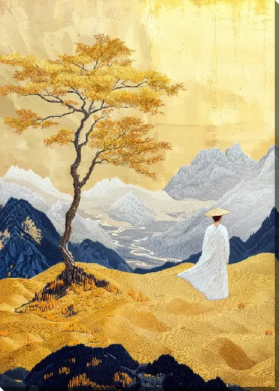 Картина маслом Прогулка в золотой природе