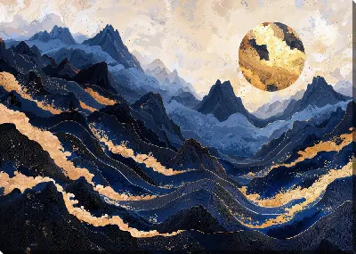 Картина маслом Золотые горы №25