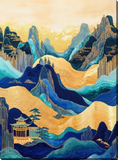 Картина маслом Золотые горы №32