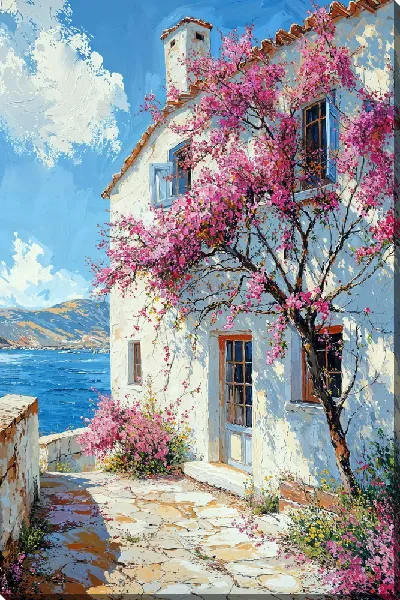 Картина маслом Розовые цветы №2