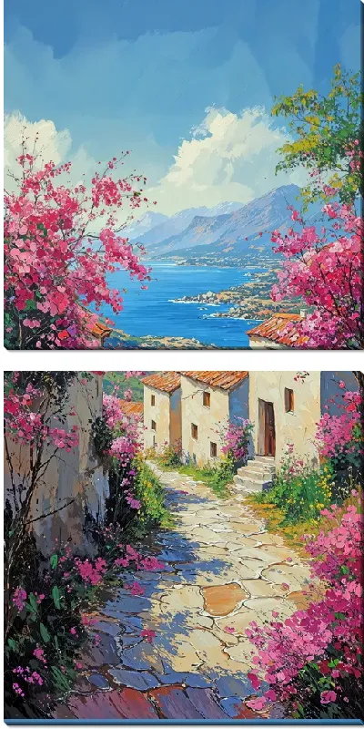 Модульная картина Розовые цветы №5