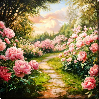 Картина маслом Розовые цветы №6