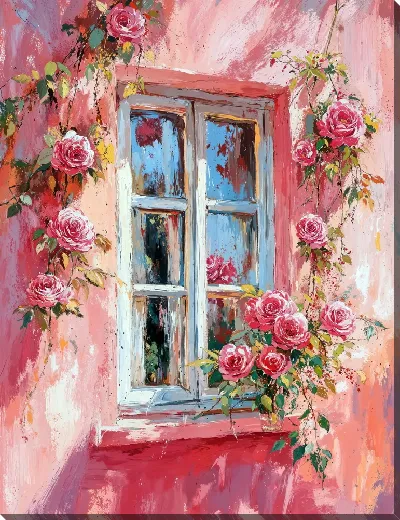 Картина маслом Розовые цветы №8