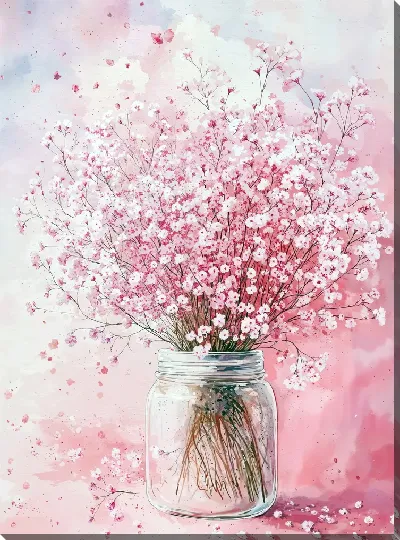 Картина маслом Розовые цветы №11