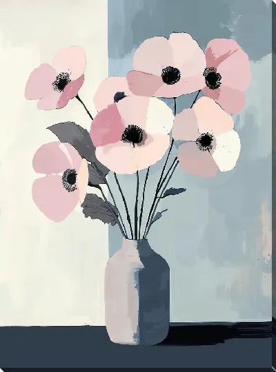 Картина маслом Розовые цветы №12