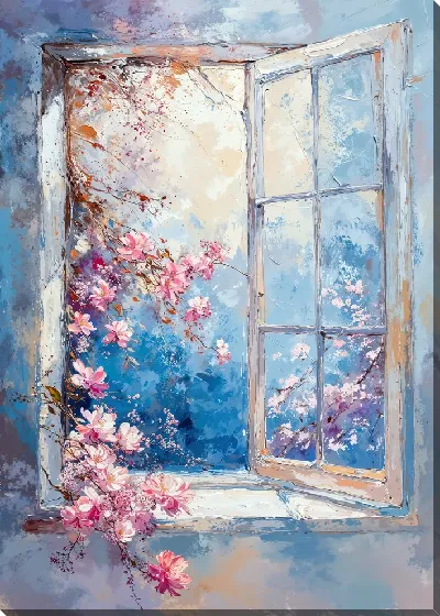 Картина маслом Розовые цветы №15