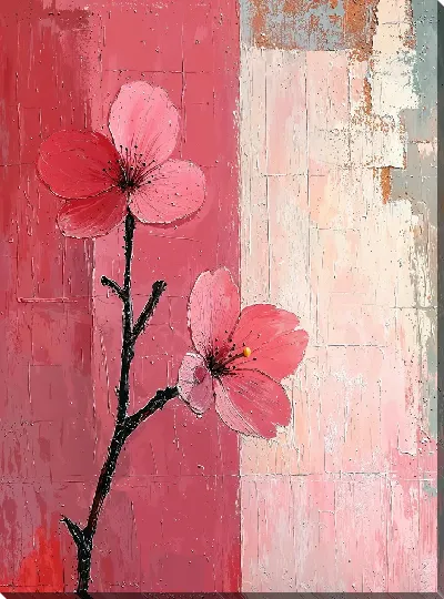 Картина маслом Розовые цветы №18