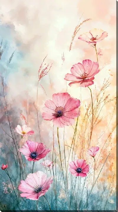 Картина маслом Розовые цветы №24