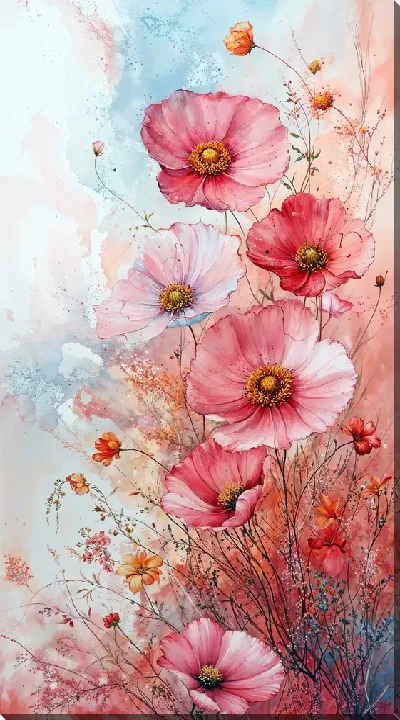 Картина маслом Розовые цветы №25