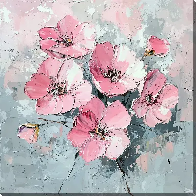 Картина маслом Розовые цветы №28