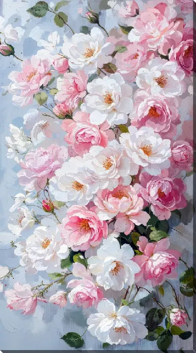 Картина маслом Розовые цветы №29