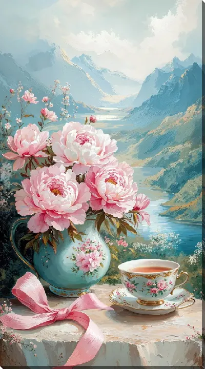 Картина маслом Розовые цветы №30