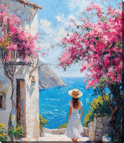 Картина маслом Розовые цветы №32