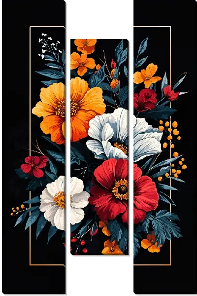 Модульная картина Цветы и листья №1