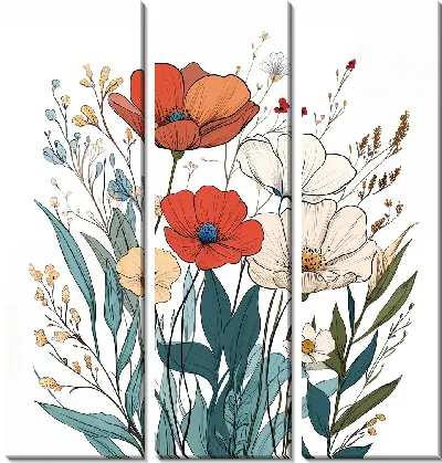 Модульная картина Цветы и листья №2