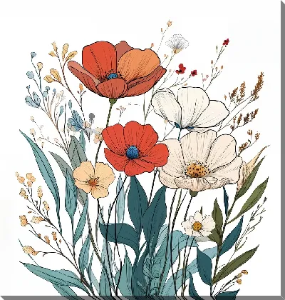 Картина маслом Цветы и листья №2