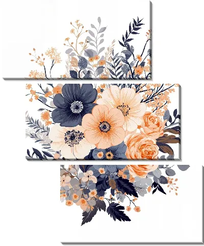 Модульная картина Цветы и листья №4