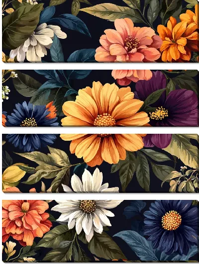 Модульная картина Цветы и листья №5