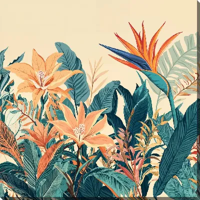 Картина маслом Цветы и листья №6