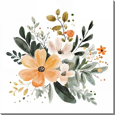 Картина маслом Цветы и листья №7