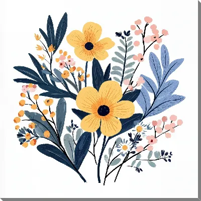 Картина маслом Цветы и листья №9
