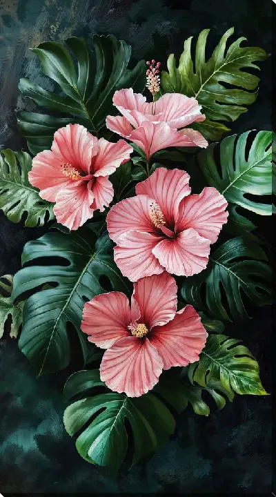 Картина маслом Цветы и листья №10