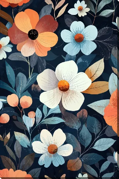 Картина маслом Цветы и листья №11