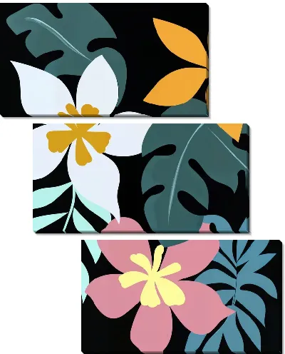 Модульная картина Цветы и листья №12