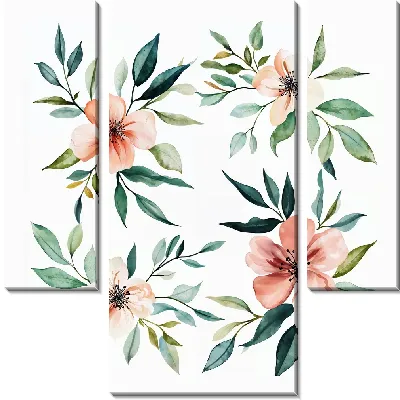 Модульная картина Цветы и листья №14