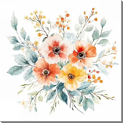 Картина маслом Цветы и листья №15