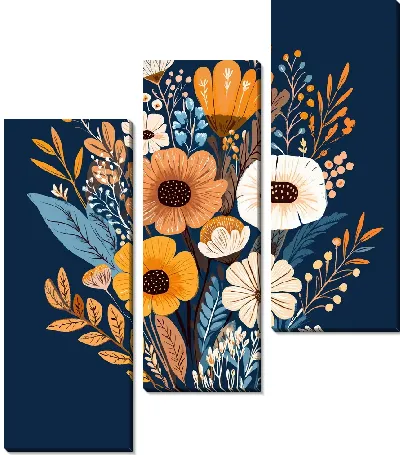 Модульная картина Цветы и листья №16